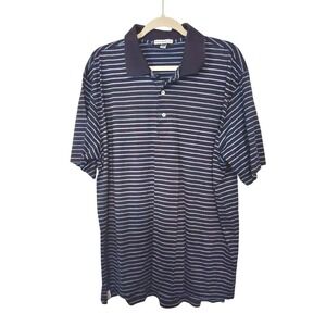 Peter‎ Millar Young Life Polo Shirt Men's XL Black Navy Striped Golf Performance